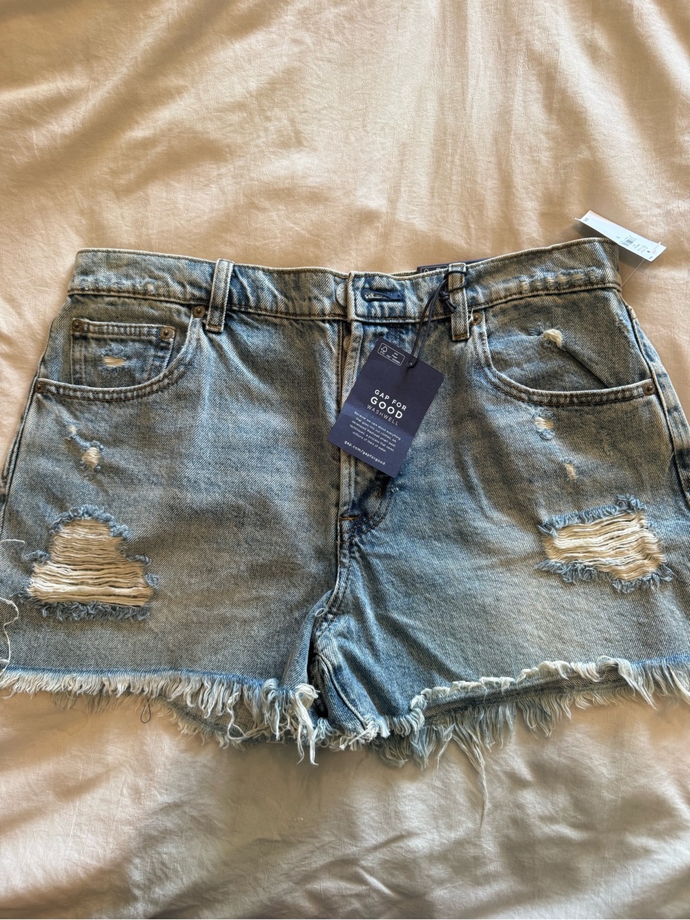 GAP Light Wash Distressed Denim Shorts